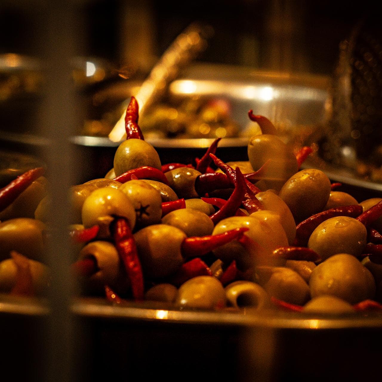Olives with red peppers
